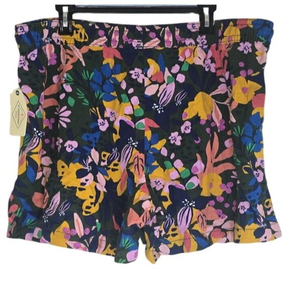 St Johns Bay Womens Floral Linen-Blend Shorts XXL - Picture 2 of 5